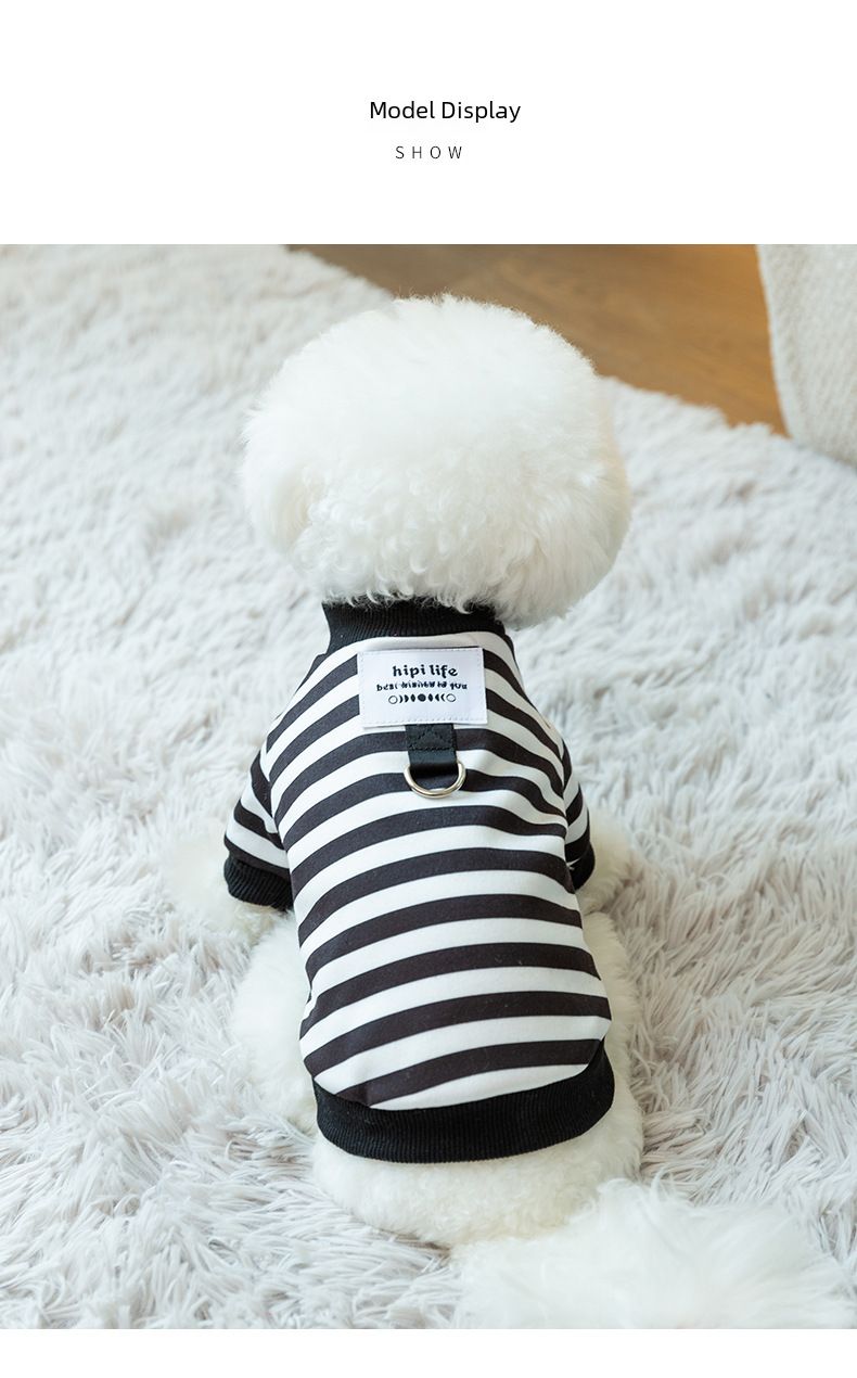 Autumn and Winter Dog Simple Stripe Tragable Sweatshirt Casual Style Cat Two-legged Teddy Pet Clothes_voghion.com