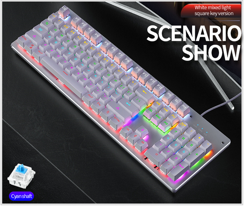 Versione ZK Punk RGB retroilluminato cablato vera tastiera meccanica chiave interfaccia USB asse sostituibile gioco O_voghion.com