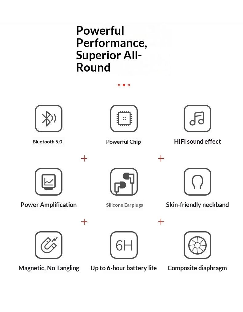Słuchawki douszne NeoGear z silikonową opaską na szyję, podwójne słuchawki do biegania, długa żywotność baterii, muzyka, połączenia, inteligentny Bluetooth_voghion.com