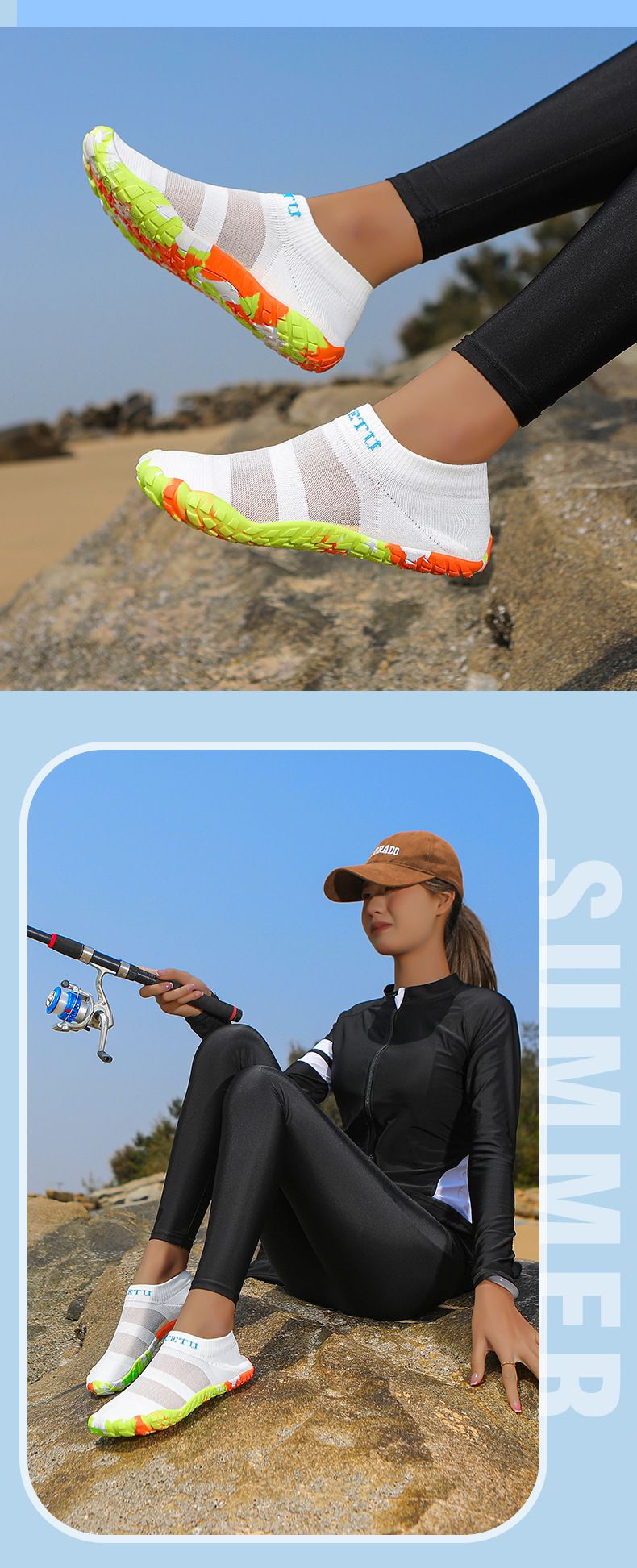 Scarpe da acqua per nuoto, escursionismo, spiaggia, leggere, ad asciugatura rapida, antiscivolo, calzini da acqua a piedi nudi con fori di drenaggio, piscina, surf, yoga, avventure all'aria aperta_voghion.com