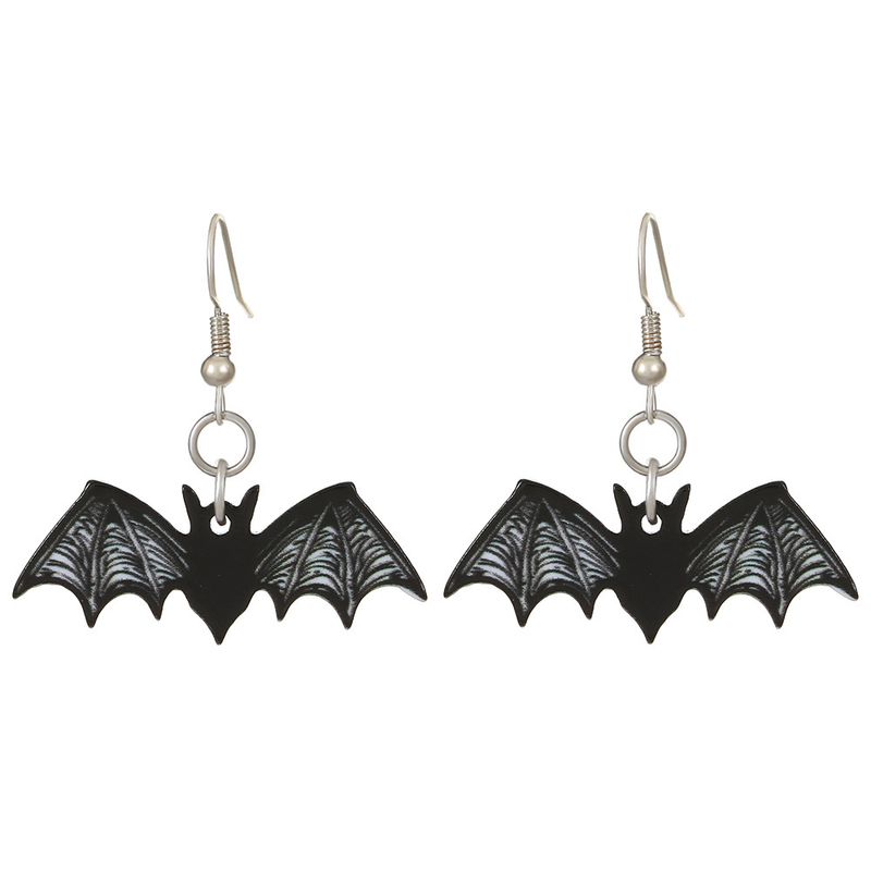 Boucles d'oreilles en acrylique pour femme, motif chauve-souris, motif crâne drôle et sombre, tendance et créative, pour Halloween_voghion.com