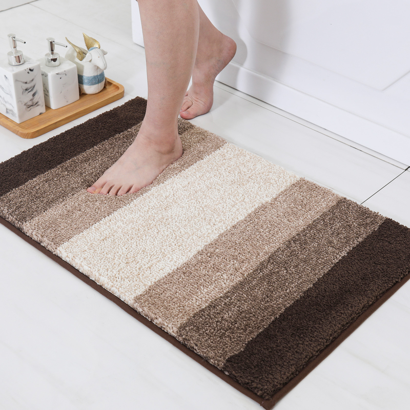 Thickened household gradient striped bathroom floor mat, carpet, entrance bedroom, bathroom floor mat, absorbent and non slip pad_voghion.com