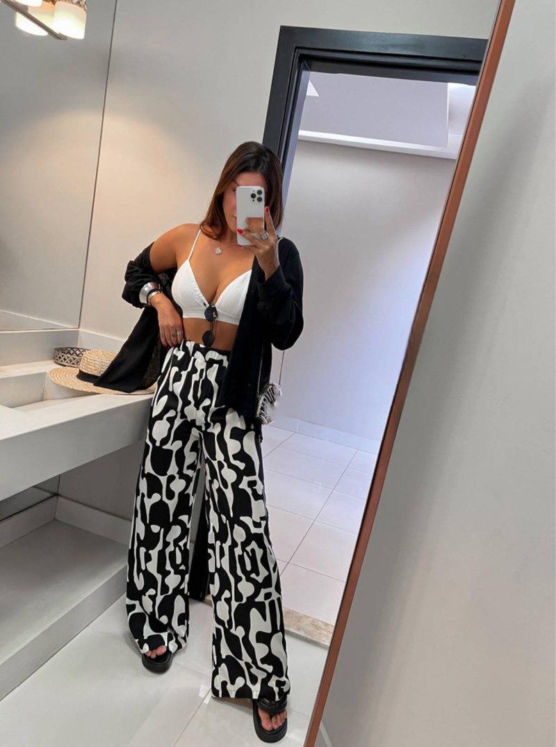 High Waist Printed Long Pants_voghion.com