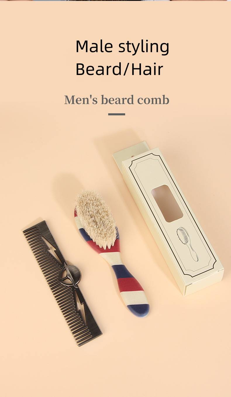 Set per la cura della barba da uomo Barba aliena in lega di zinco Pettine in acciaio con testa a olio Spazzola con setole a strisce_voghion.com