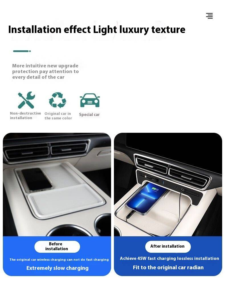 lixiang L9L8L7L6 autotelefoonlader, met 4 plug-in interfaces, 45W supersnel opladen, autovergrendeling uitschakelen, niet-destructieve installatie_voghion.com