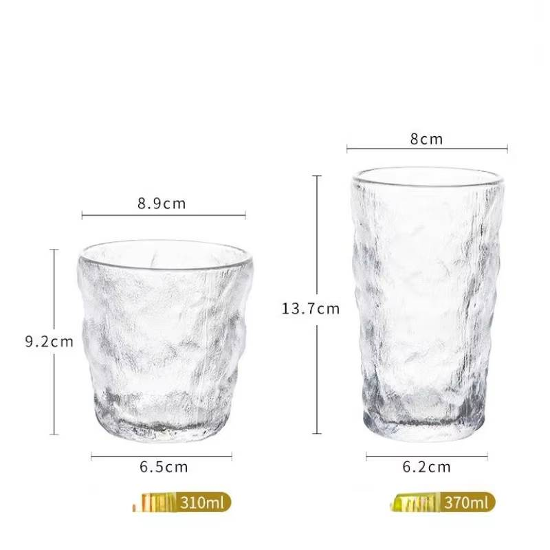 Botella de vidrio para beber de 280 ml/330 ml, vaso de agua de vidrio glaciar simple, vaso de whisky de roca, vaso de vino tinto, vaso de café, vaso con patrón de corteza, vaso de cerveza_voghion.com