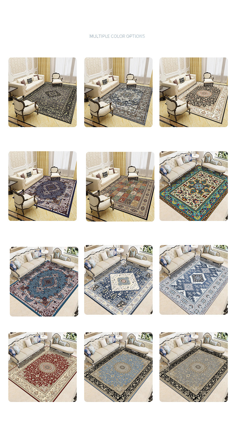 Light luxury living room carpet retro Persian bedroom bedside blanket home ethnic style coffee table floor mat sofa blanket_voghion.com