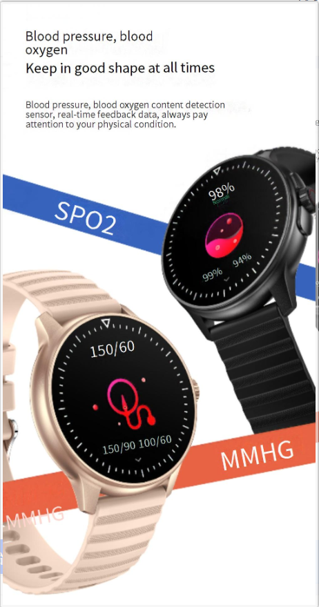 Smart Wristbands Smart Watch heart rate blood oxygen body temperature with knob smart call music sports bracelet_voghion.com