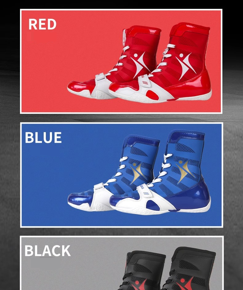 Chaussures de boxe Kangrui pour hommes, chaussures de lutte pour hommes, bottes de combat, chaussures de combat Sanda, chaussures d'entraînement, compétition professionnelle dédiée_voghion.com