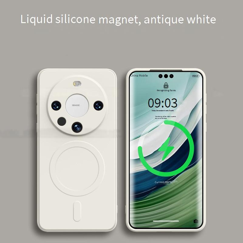 Custodia e cover per telefono in silicone liquido con ventosa magnetica, adatta per telefono cellulare, custodia protettiva anticaduta Mate50, tutto incluso_voghion.com