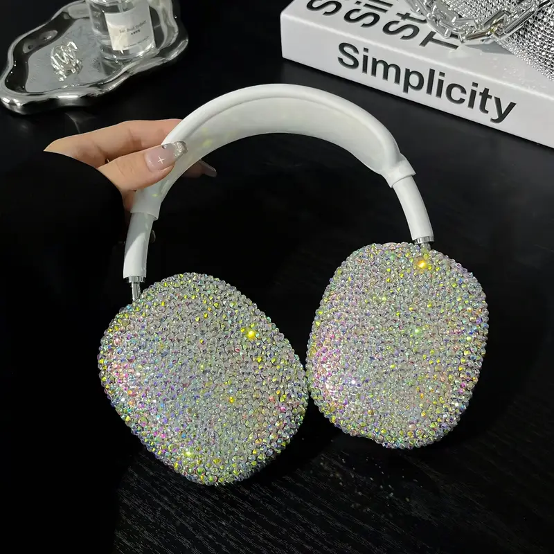 Süße Strass-Abdeckung für Airpods Max, Bling-Kopfhörerhülle, funkelnder Glitzer, Airpod Pro Max-Ohrabdeckungen, Schutzzubehör_voghion.com