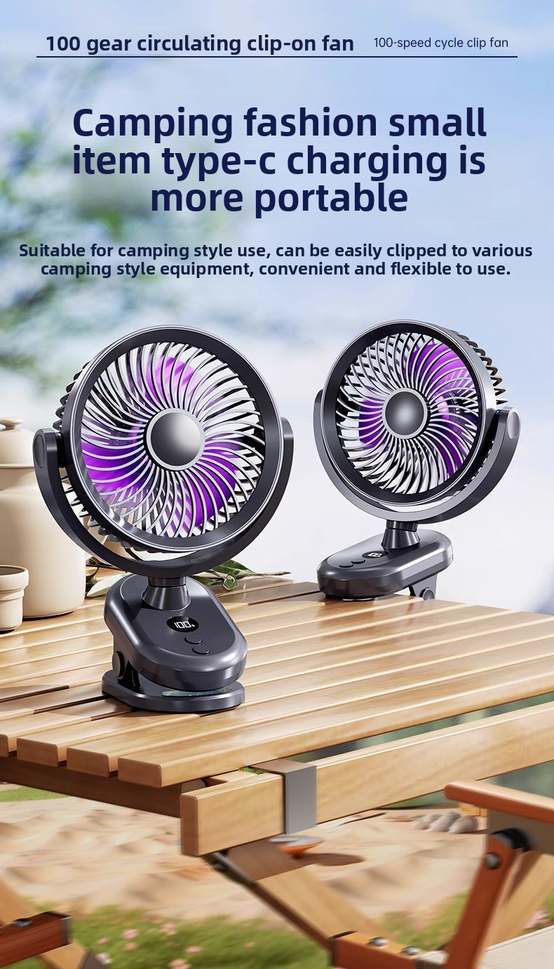 6-inch USB-desktopventilator met clip en automatische oscillatie - Mini oplaadbare koelventilator voor kantoor en studeerkamer_voghion.com