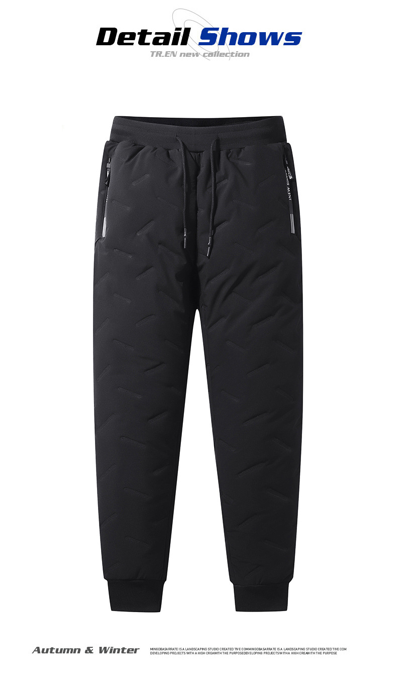 Pantalon d'hiver doublé polaire pour homme - Pantalon thermique coupe-vent imperméable avec poignets élastiques, grandes tailles disponibles (noir, gris foncé, coupe droite)_voghion.com