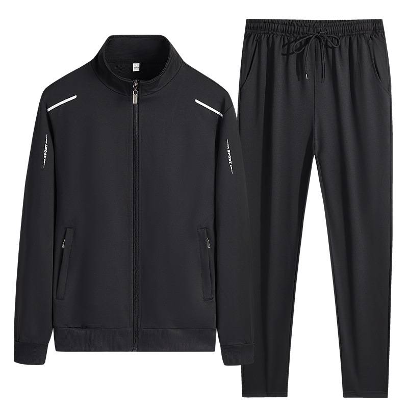 "Men's 3-Piece Casual Sportswear Set - Long Sleeve Tee, Sweatshirt & Joggers (Black, Blue, Gray) - Relaxed Fit For Streetwear & Lounge"_voghion.com