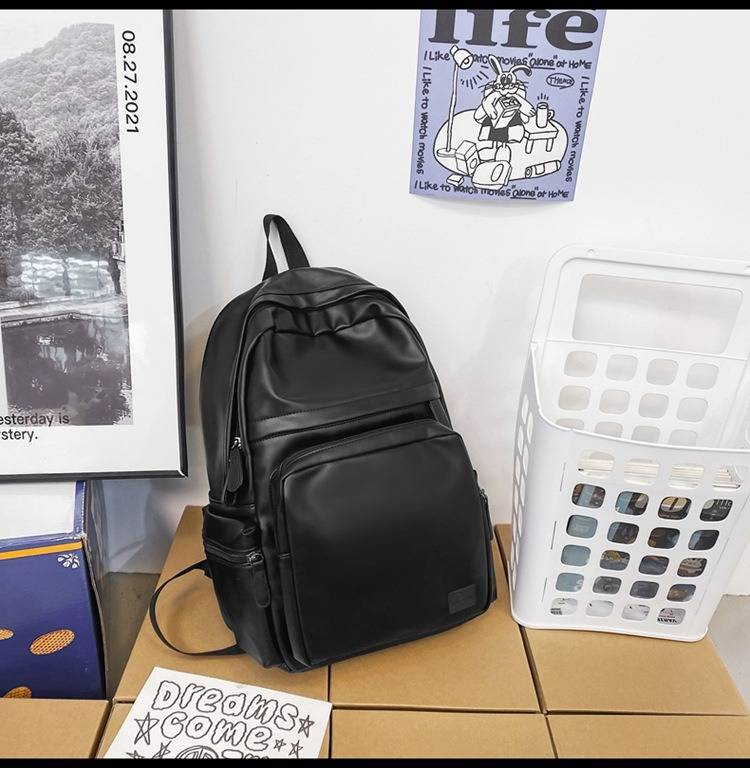 Zaino alla moda in pelle PU, borsa per computer, zaino scolastico di grande capacità, zaino semplice e casual da uomo_voghion.com