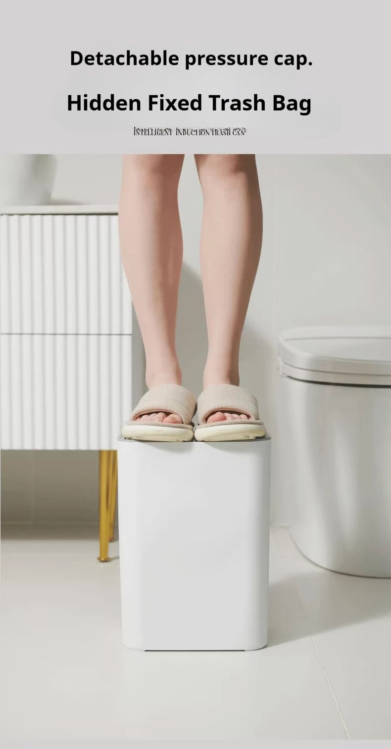 Cestino sottile da parete con coperchio a pressione per l'apertura – Cestino salvaspazio per bagno/cucina per spazi ristretti (plastica resistente, 2 opzioni di montaggio)_voghion.com