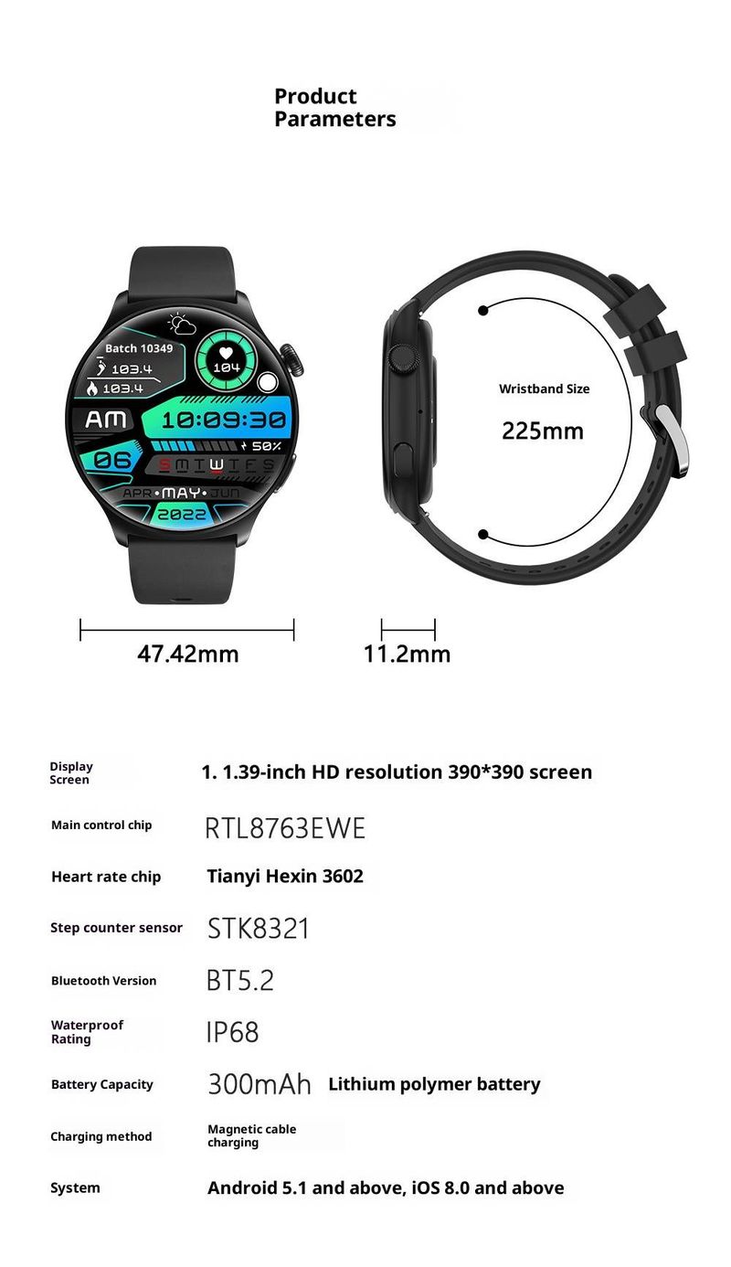 MX16 Smartwatch – Blood Pressure, Blood Oxygen & Glucose Monitoring – Bluetooth Calling, Sleep Tracker – Wireless Charging_voghion.com