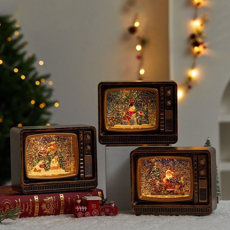 Carillon natalizio per TV con luci a LED - Design Babbo Natale/Renna/Pupazzo di neve, Decorazione rotante, Regalo per le feste, Arredamento per la casa_voghion.com