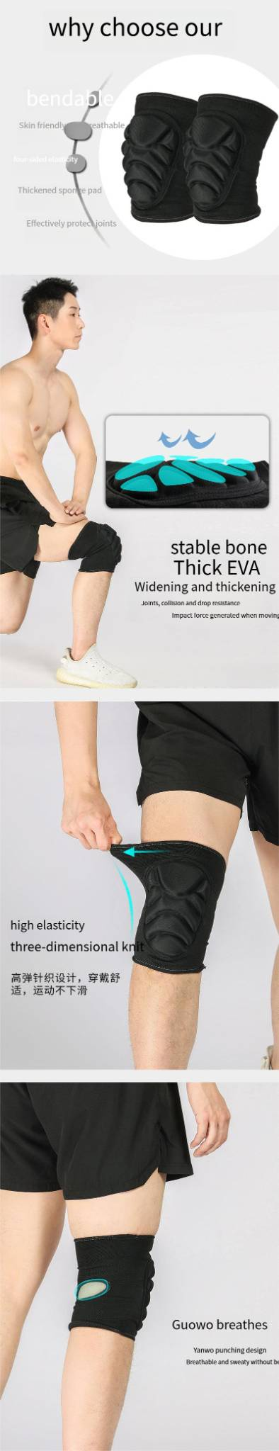 Tortoise Shell Knee & Elbow Pads – Thickened Anti-Shock Protection For Volleyball, Dance & Floor Work_voghion.com