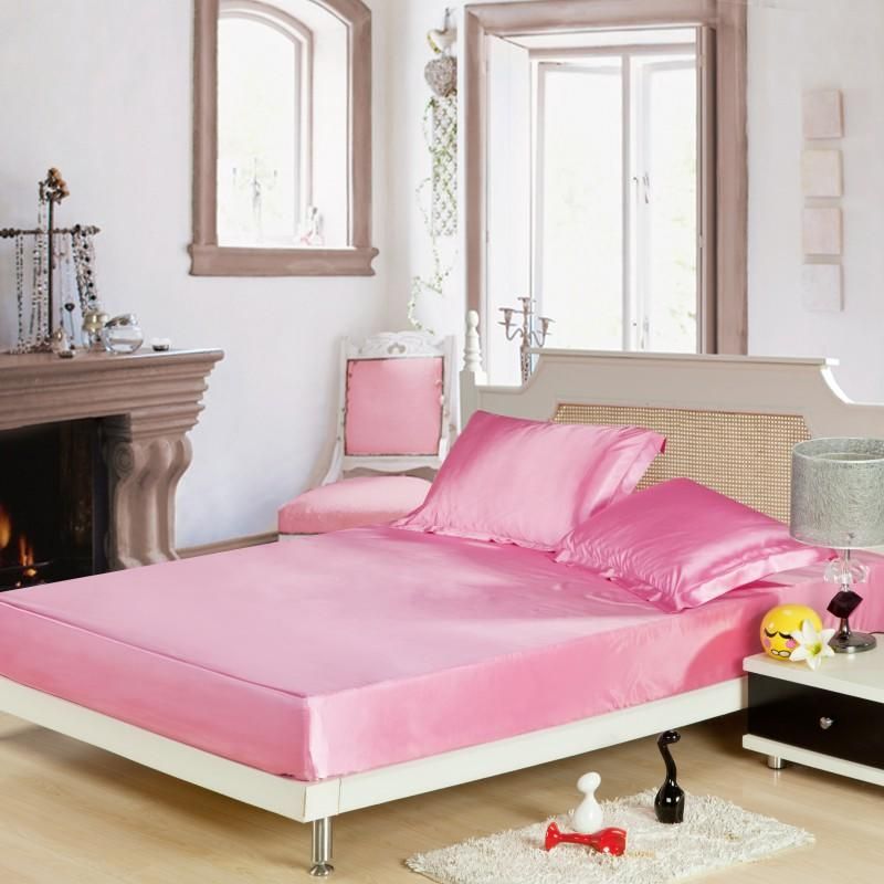 Drap de lit en satin soyeux de couleur unie Simmons Cover 1 pièce_voghion.com