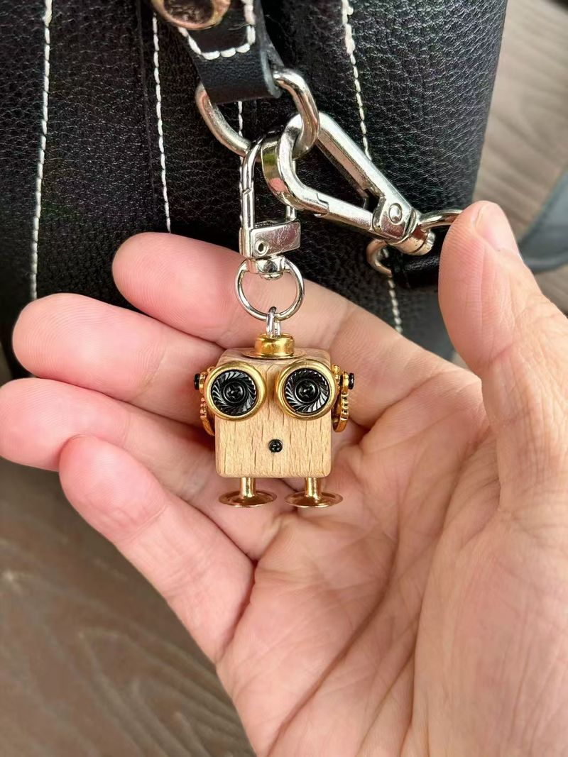Collana con ciondolo a forma di robot punk, portachiavi in legno, ciondolo a forma di catena per cellulare per ragazzi e ragazze._voghion.com
