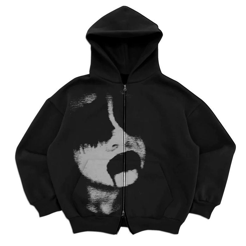 Sudadera con capucha de moda para hombre, sudadera holgada con bolsillo para mujer, cárdigan deportivo de calle con cremallera, chaqueta Y2K de otoño_voghion.com