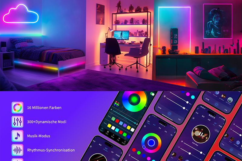 WIFI Akıllı Silikon LED Neon Işık Şeridi Bluetooth Müzik Uzaktan Kumandalı Marquee Işık Şeridi_voghion.com
