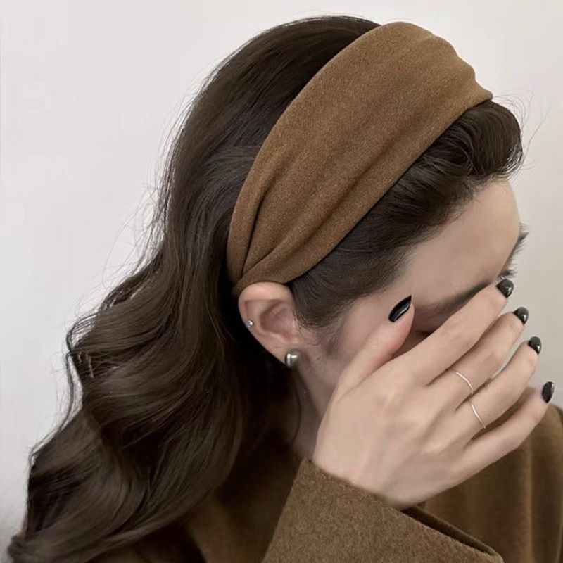 Light High-End Wide Fashionable Elegant Simple Wo's Headband Versatile Solid Color Sweet Hair Accessory For_voghion.com