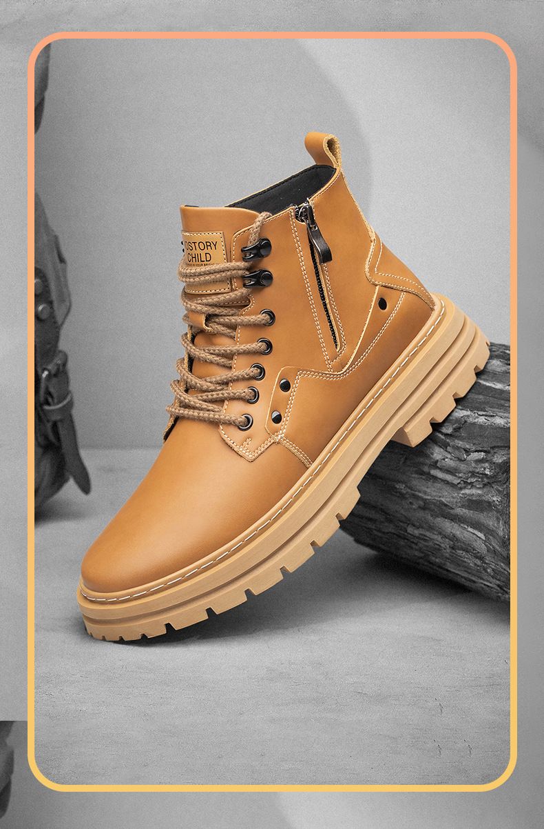 Stivali Martin alti con lavorazione a vento, interno invisibile, suola spessa, stivali da uomo_voghion.com