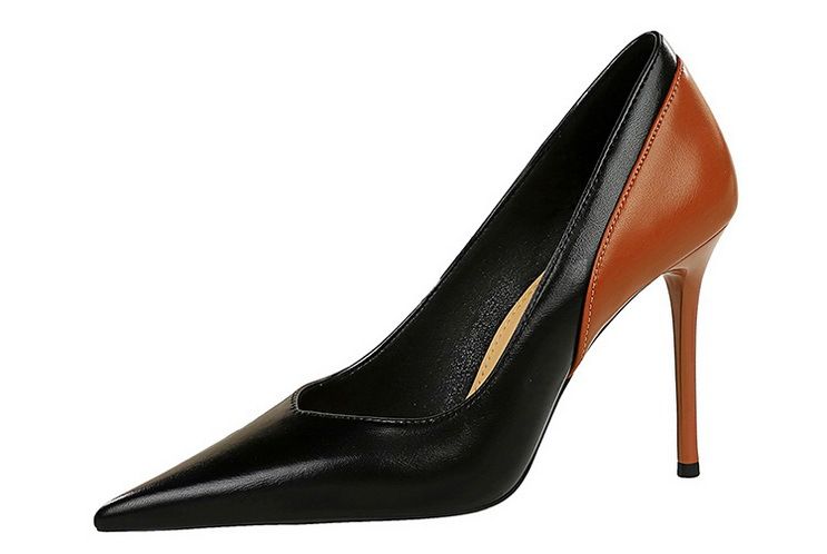 Vintage Style High Heels Pointed Toe Women's Dress Shoes For Party & Evening Wear, Chunky Heel & Two-Tone Design, Comfortable PU Upper & Rubber Sole_voghion.com