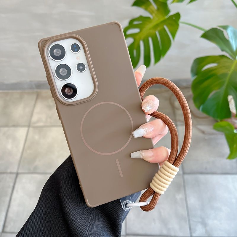 Capa de carregamento sem fio magnética fosca com cordão curto de luxo para Samsung Galaxy S25 S24 Plus, capa ultra à prova de choque_voghion.com