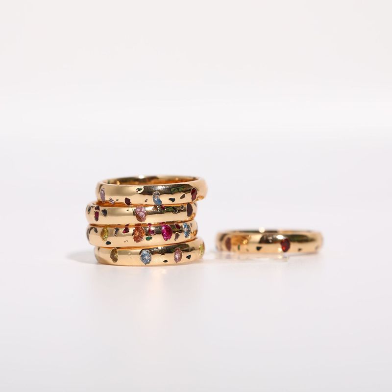 【】 Minimalist Niche Design, Light Luxury And Colorful Zircon Embedded Women's Ring, Broken Diamond Random_voghion.com