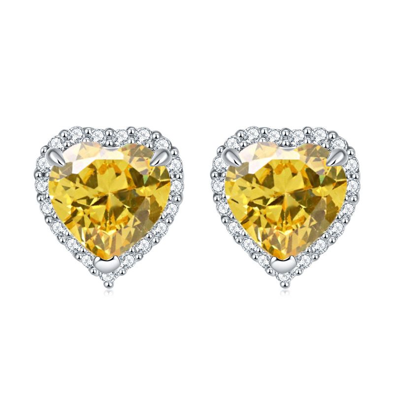 Love Birthstone Ohrringe - Minimalistische Ohrstecker aus S925 Sterlingsilber mit farbigen Edelsteinen (Schmuck als Geschenk zum 12. Monat auf Lager)_voghion.com