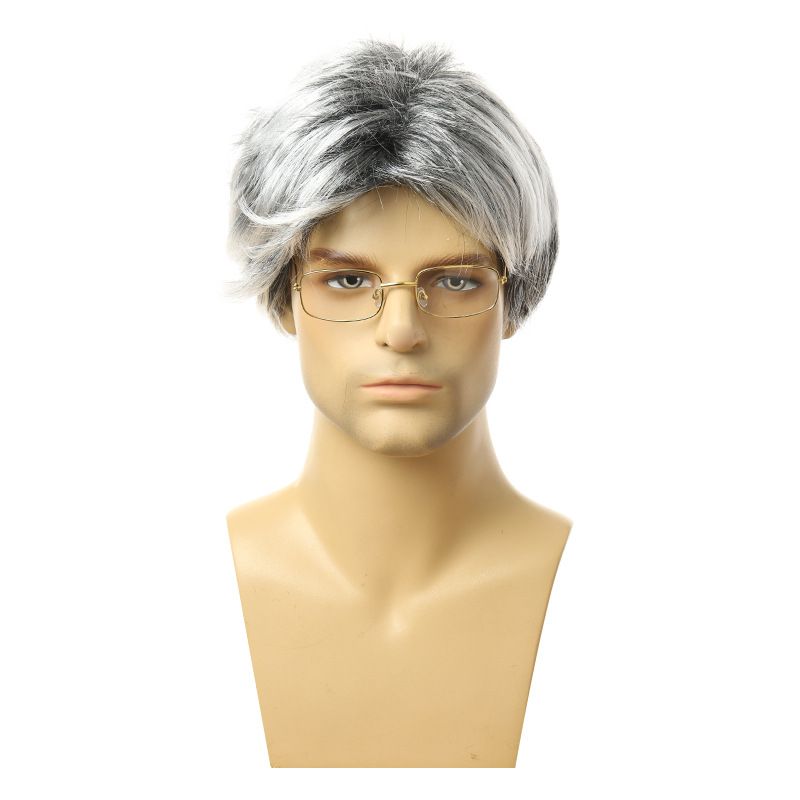 parrucca da nonno cosplay hot, accessori per costumi di Halloween, calvo, anziano, capelli corti, grigio, copricapo_voghion.com