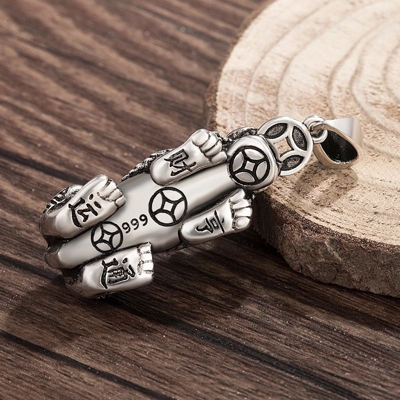 Lucky Money Pixiu Silver Plated Pendant Female Domineering Trendy Retro Old Ethnic Style Imitation Thai Silver Necklace Men_voghion.com