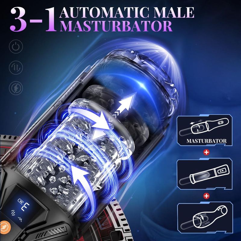 Tazza per aeromobili da uomo completamente automatica, telescopica, rotante, vibrante, giocattoli sessuali per adulti, interazione tramite app_voghion.com