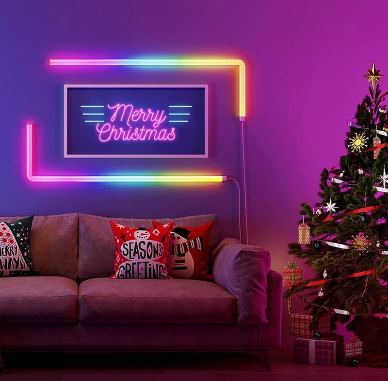 Intelligent Creative RGBIC Splicing Wall Remote Control Music Sync Smart LED Light Bedroom Decoration Atmosphere Lamp_voghion.com