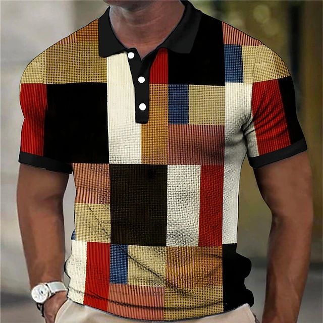 Nuova polo a maniche lunghe con risvolto e bottoni corti stampata in 3D per abbigliamento maschile_voghion.com