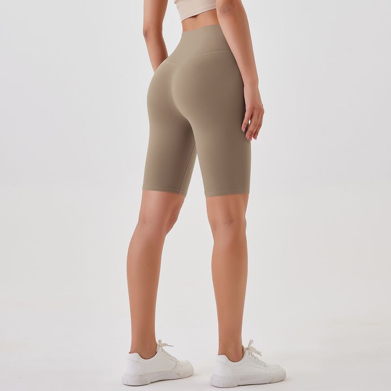Women's Clothing double-sided brushed yoga shorts without embarrassing lines, buttocks lifting and abdominal control sports running fitness pants_voghion.com