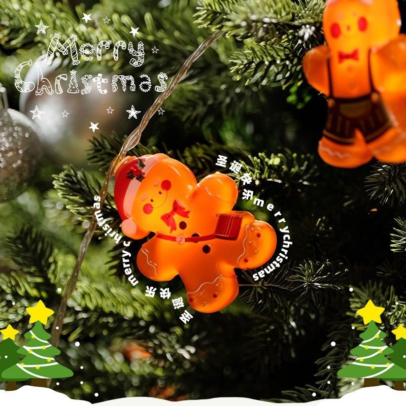 LED String Gingerbread Snowman Christmas Tree Decoration Battery Box USB Atmosphere Festival Lights_voghion.com