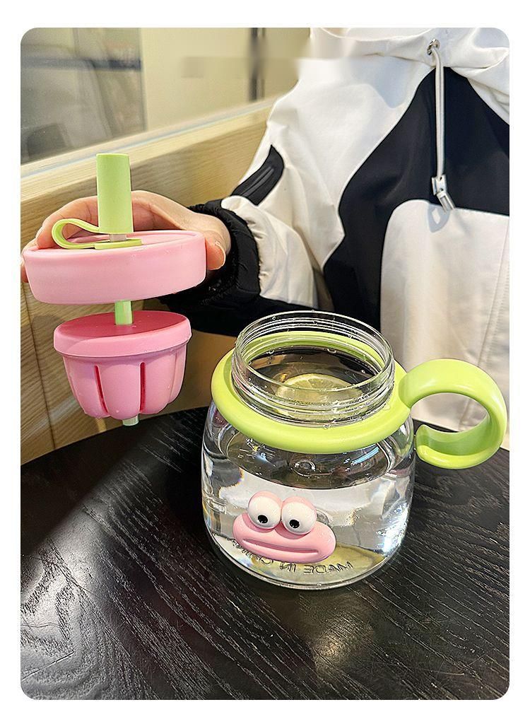 Girls' Water Bottle Summer High-Value Straw Belly Large Capacity Strainer High Temperature Resistant Cute Tea Brewing_voghion.com
