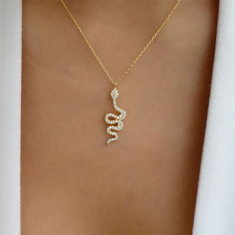 Ketting met hanger, trendy sieraden, slangenvormige elementenketting, persoonlijkheidsmode, slangenhanger, truiketting voor vrouwen_voghion.com