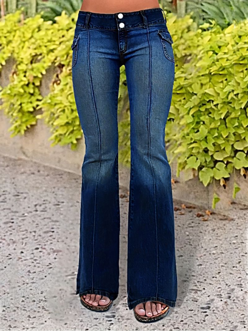 Jean évasé taille haute pour femme – Denim vintage avec patte d'éléphant rétro (S-2XL, confort extensible)_voghion.com
