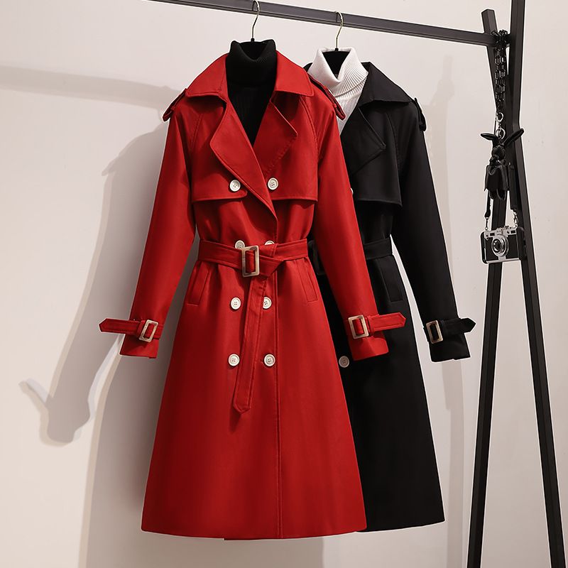 Trench da donna con cintura - Cappotto lungo oversize dalla vestibilità slim, elegante e giovanile, taglie forti, da ufficio e casual_voghion.com