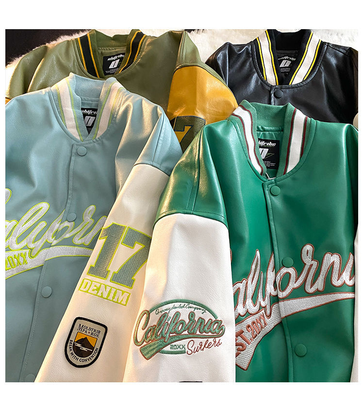 Retro črka vezenje jakna ženske Y2K pomlad ulica hip-hop baseball uniforma par priložnostna bomber jakna usnje_voghion.com