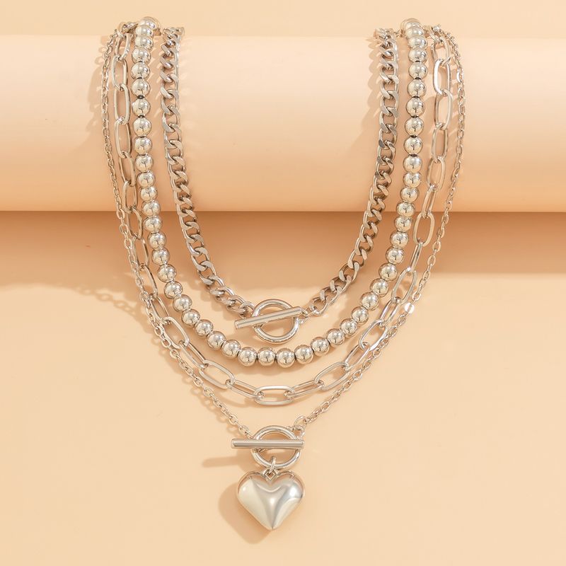 Collana da donna, collana dorata con ciondolo, collana in oro hip hop, semplice set di perline per donna, versatile, geometrica, fibbia OT, collana corta con cuore, gioielli_voghion.com