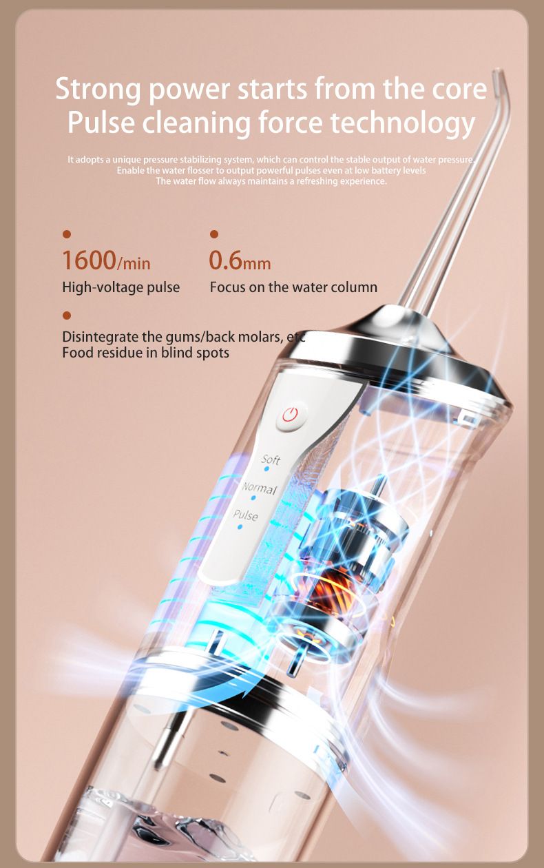 Idropulsore portatile - Pulizia dei denti, igiene orale, irrigatore dentale a getto d'acqua per la casa_voghion.com