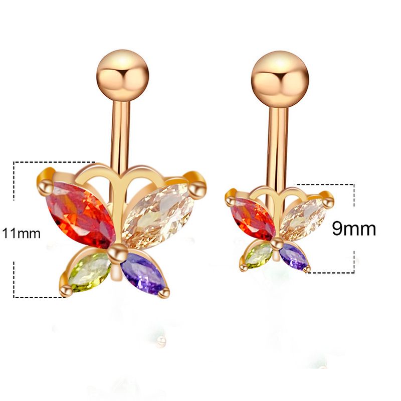Vendita calda chiodo in acciaio inossidabile AAA zircone farfalla ciondolo anello ombelico fibbia accessorio piercing corpo_voghion.com