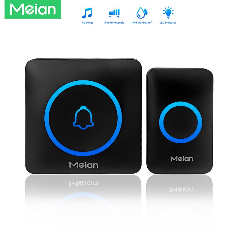 Meian Akıllı Ev Kablosuz Güvenlik Kapı Zili IP65 Su Geçirmez Dış Mekan Kapı Zili 60 Şarkı 5 Ses Seviyesi Ayarlanabilir Zil Kiti_voghion.com