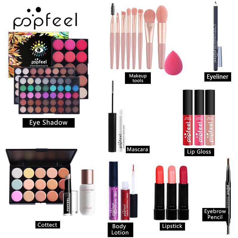 POPFEEL Makeup Master's Beginner - Set completo di cosmetici leggeri per il trucco, con confezione regalo_voghion.com